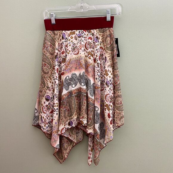 Lapis Skirt Womens Small Multicolor Handkerchief Hem Paisley Floral Boho USA - Picture 1 of 9